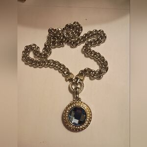 Elegant Silver Necklace with Blue Pendant